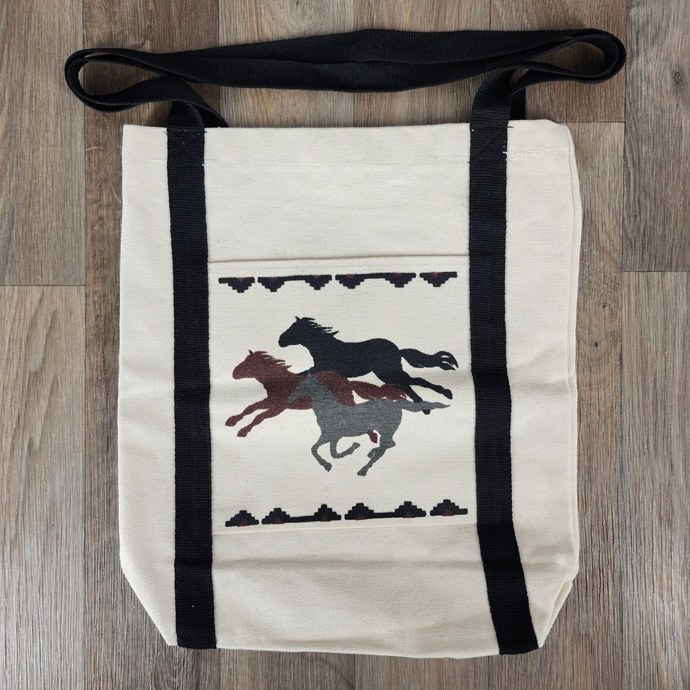 Vtg ElPaso SADD Canvas Tote Bag Horse Native American Southwest Print